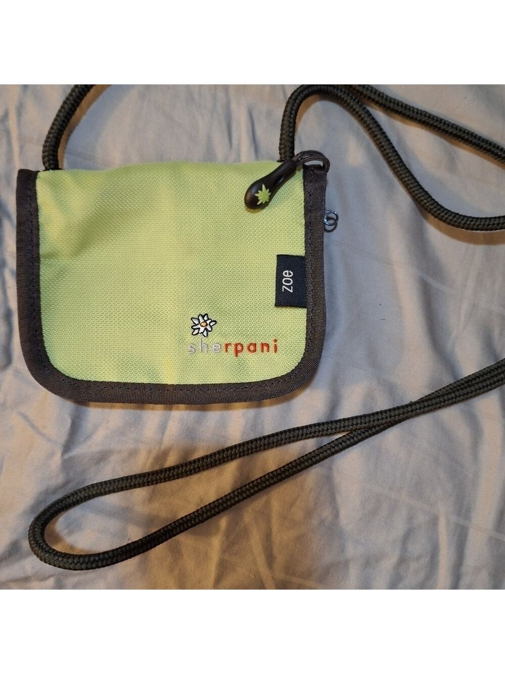 Sherpani Zoe Chartreuse and Gray Crossbody Mini Bag